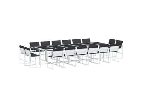 Conjunto 17 de comedor de jardín VIDAXL con cojines textilene blanco