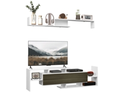 Mueble Tv Estante Pared Madera Blanco Negro