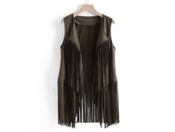 2026-chaleco Sin Mangas De Gamuza Para Mujer Con Flecos Étnicos, Invierno, Casual, Poliéster, Talla L