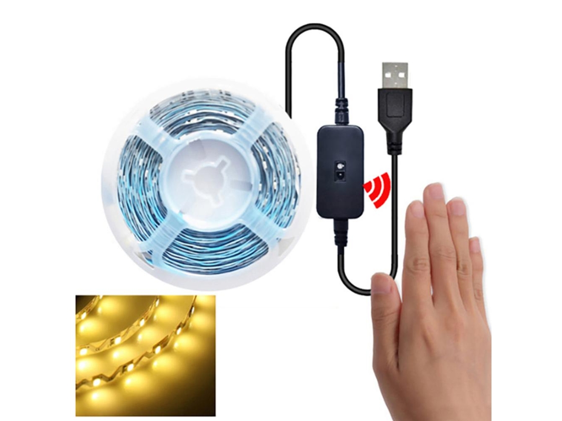 Rebe-tira Led Con Sensor De Movimiento 9.8ft Luz Blanca Cálida Flexible Usb Para Armarios Escaleras Cocina
