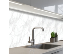 Paneles minimalistas para salpicadero de cocina - Blanco - Gris veteado 500x80 cm