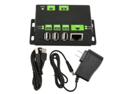 Concentrador Usb De Grado Industrial Con 3 Puertos Usb 2.0 Y Puerto De Red De 100m, Carcasa Metálica, Conector Usb.