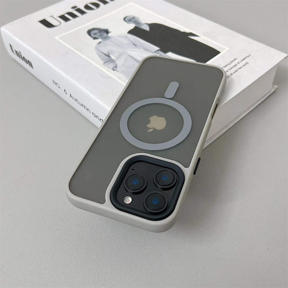 (iphone 14 Pro Max, Gris) Funda De Carga Inalámbrica Magnética Magsafe Para Iphone, Acabado Mate.