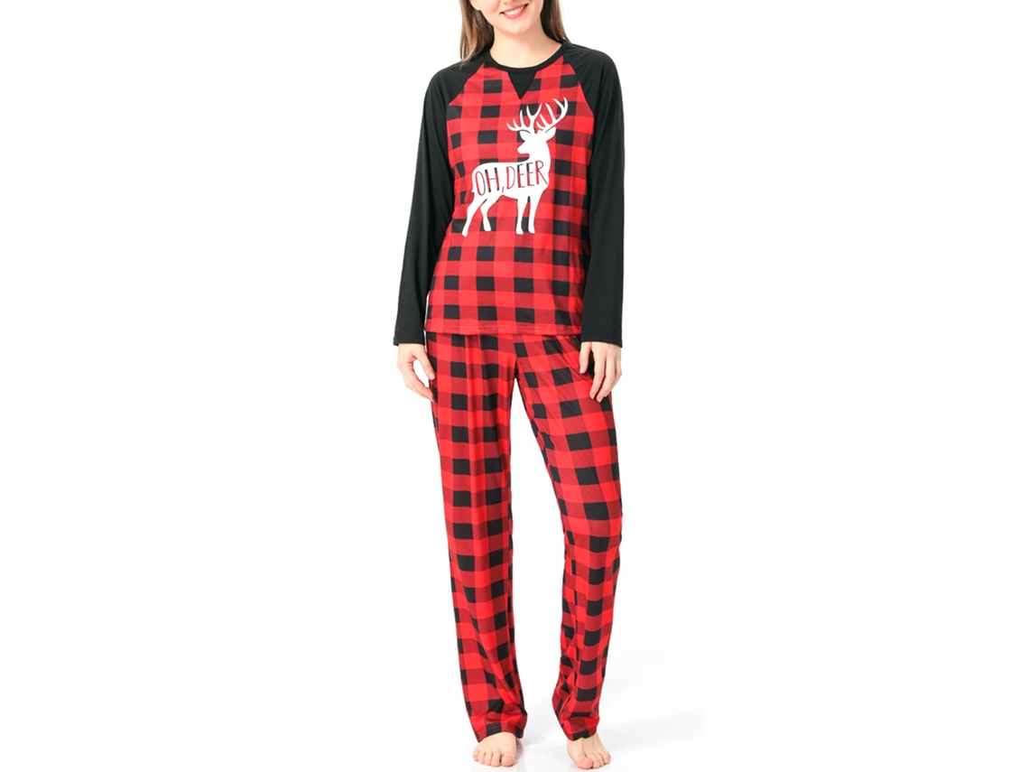 Pijama de manga larga con estampado de ciervos navideños para toda la familia de Rebe, con calcetines incluidos - Talla M para mujer