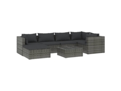 Maison Exclusive - Set De Muebles De Jardín 7 Pzas Y Cojines Ratán Sintético Gris