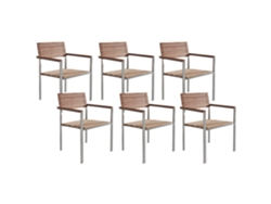 Conjunto de 6 sillas BELIANI Viareggio de Madera de teca Madera clara 56x53x86