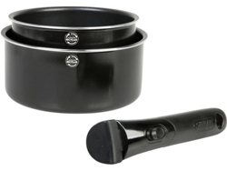 Juego de 2 utensilios de cocina de aluminio reciclado Ø 16-20 cm H 7 5-9 cm Mango extraíble Todas las fuentes de calor, incluida la inducción. SITRAM