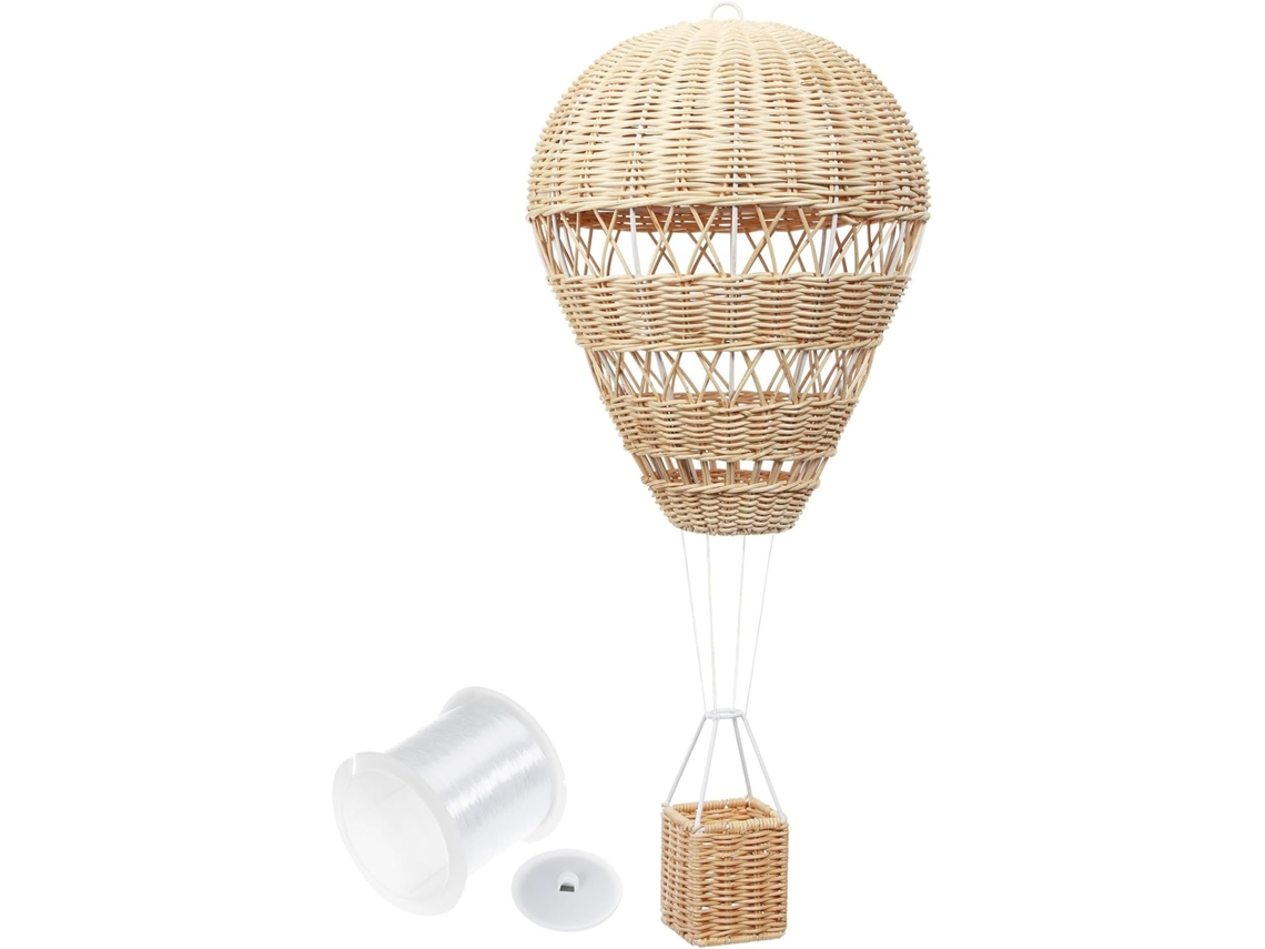 Colgante Globo Aerostático Ratán Tejido Auténtico Decoración Pared Habitaciones Niños Niñas Accesorio Creativo