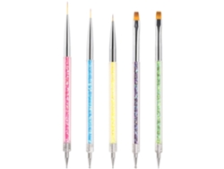 Pinceles para decoración de uñas, 5 pinceles de doble punta para delinear uñas y puntear, herramientas para dibujar uñas.