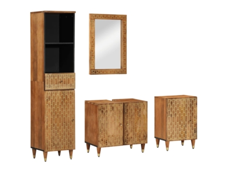 Conjunto 4 de muebles de baño VIDAXL madera maciza de mango