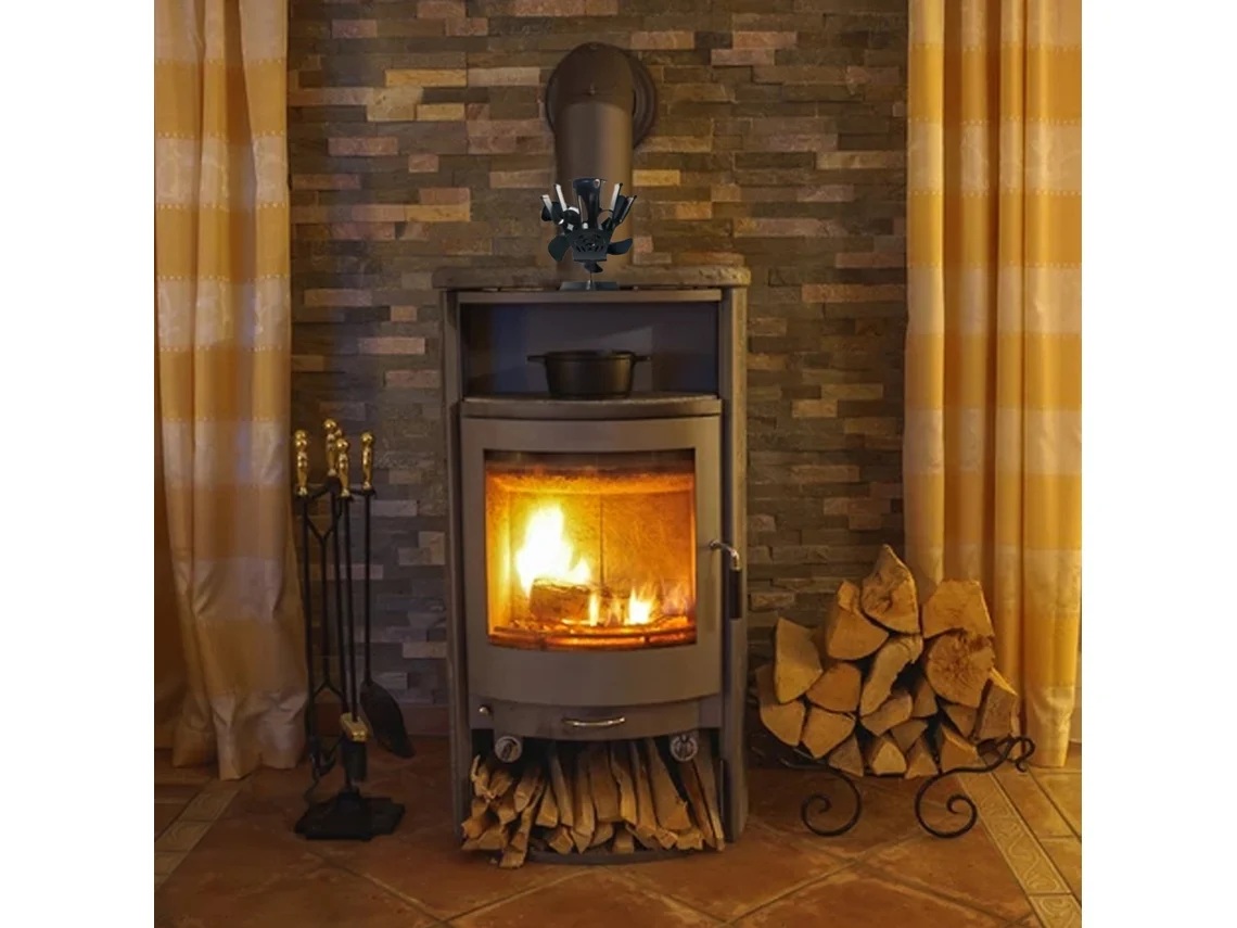 Ventilador para chimenea de leña con 6 aspas