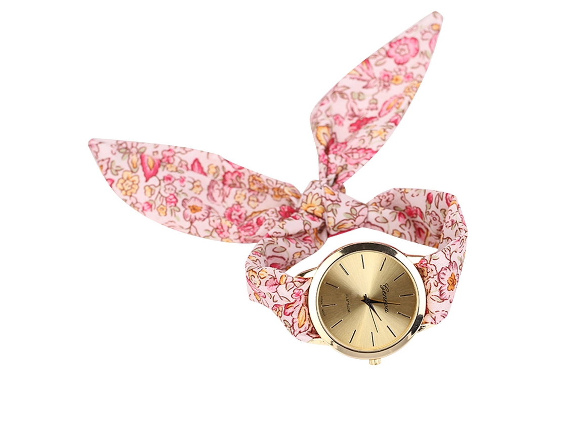 Reloj De Cuarzo Informal Para Mujer Con Correa De Tela Y Estampado Floral.