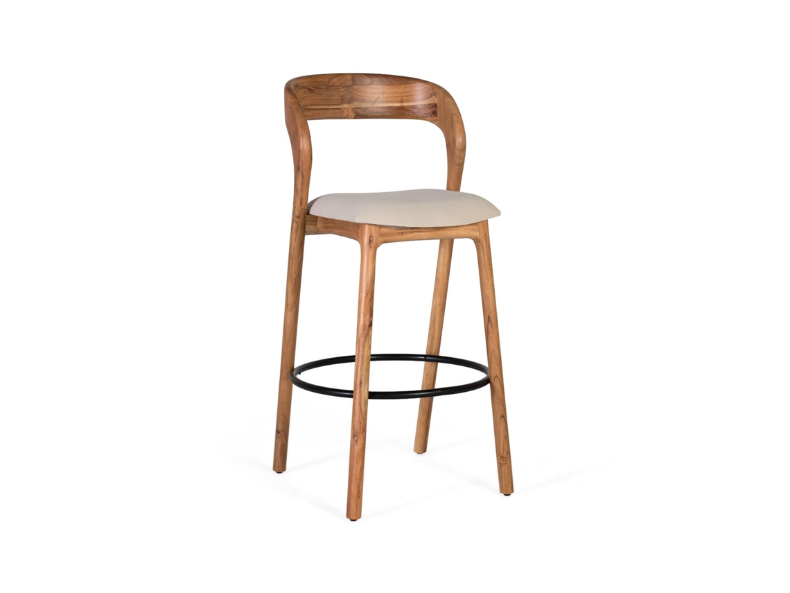 Taburete Fabricado En Madera Maciza De Acacia Y Respaldo Curvado