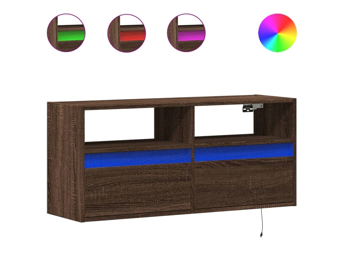 Mueble de pared con luces LED, roble marrón, MAISON EXCLUSIVE (100x31x45 cm)