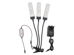 Lámpara Led De Cultivo Con Temporizador, 3 Cabezales, Espectro Completo, Pinza De Cuello De Cisne, 100-240 V, Enchufe Europeo.