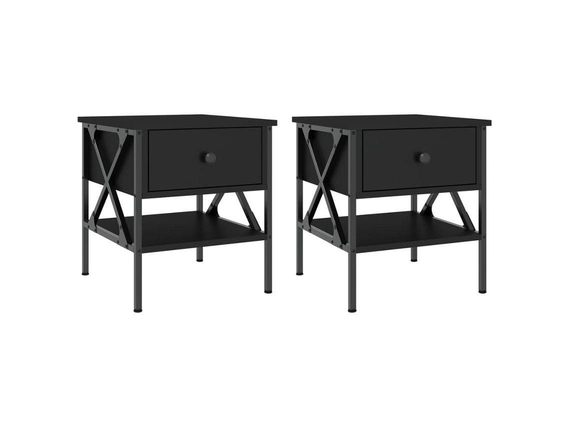 Maison Exclusive - Mesitas De Noche 2 Uds Madera De Ingeniería Negro 40x42x45 Cm
