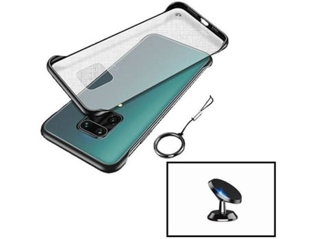 Kit Funda y Soporte Xiaomi Redmi Note 9 Pro Max Naked Bumper Transparente y Negro