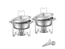 Juego de 2 platos redondos de plata para mantener la comida caliente Succebuy 4,7 L