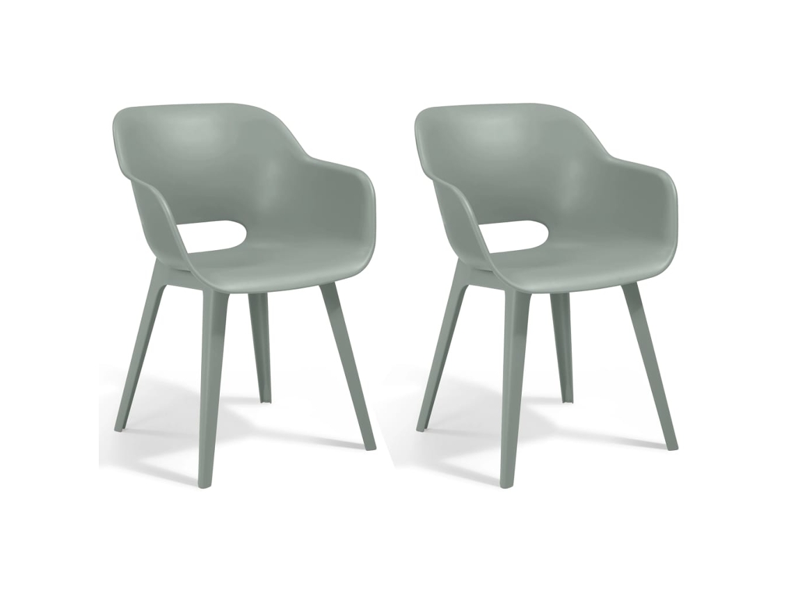 Conjunto 2 Silla de exterior KETER Verde Plástico (56x57x80 cm)