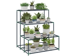 Suporte Plantas 4 Andares 110cm 24 Ganchos Metal Verde Escuro