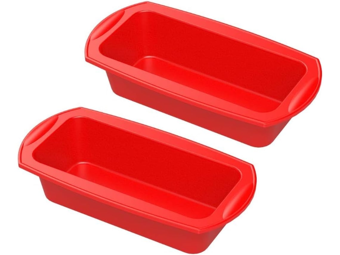 Um Conjunto De 2 Moldes De Silicone Para Bolos, Que Medem 27,5 X 14 X 6,5 Cm.