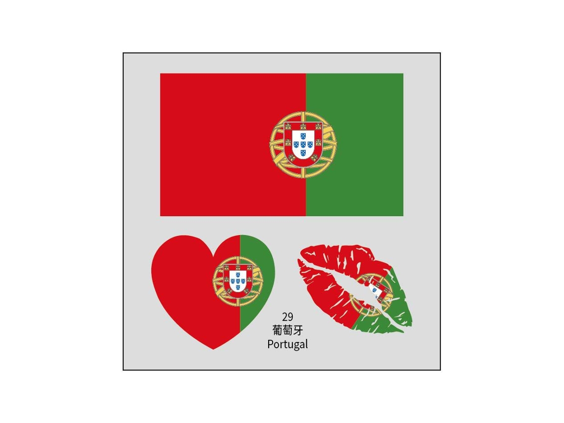 (portugal) 50 Tatuajes Temporales De La Bandera Nacional, Pegatinas Faciales Transferibles Al Agua.