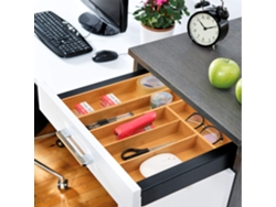 Cajón de bambú expandible, cajón ajustable para cubiertos y divisor de madera.