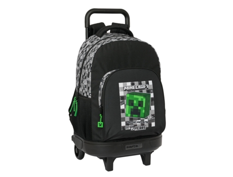 Mochila Escolar con Ruedas MINECRAFT Negro Verde Gris 33 X 45 X 22 cm