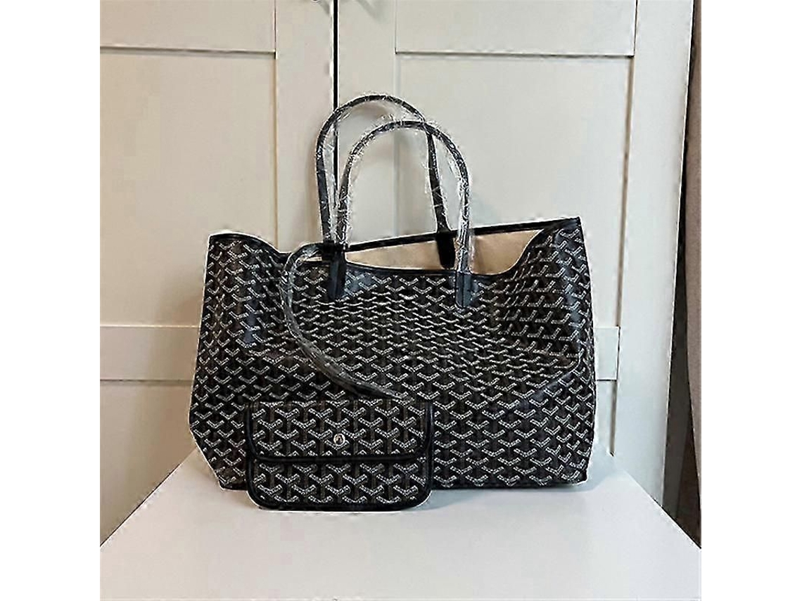 Bolso Tote De Cuero Para Mujer Grande Impermeable Con Cremallera Bolsa Oficina Regalo M Negro