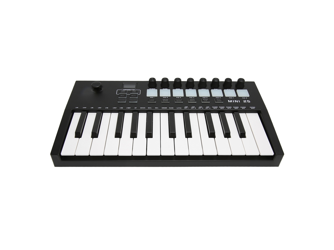 Teclado MIDI de 25 teclas, control de 4 dimensiones, pantalla OLED, controlador de teclado MIDI USB BT portátil MD02