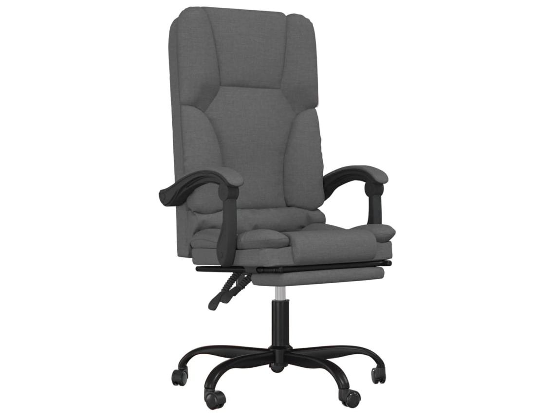 Maison Exclusive - Silla De Oficina Reclinable Con Masaje De Tela Gris Oscuro