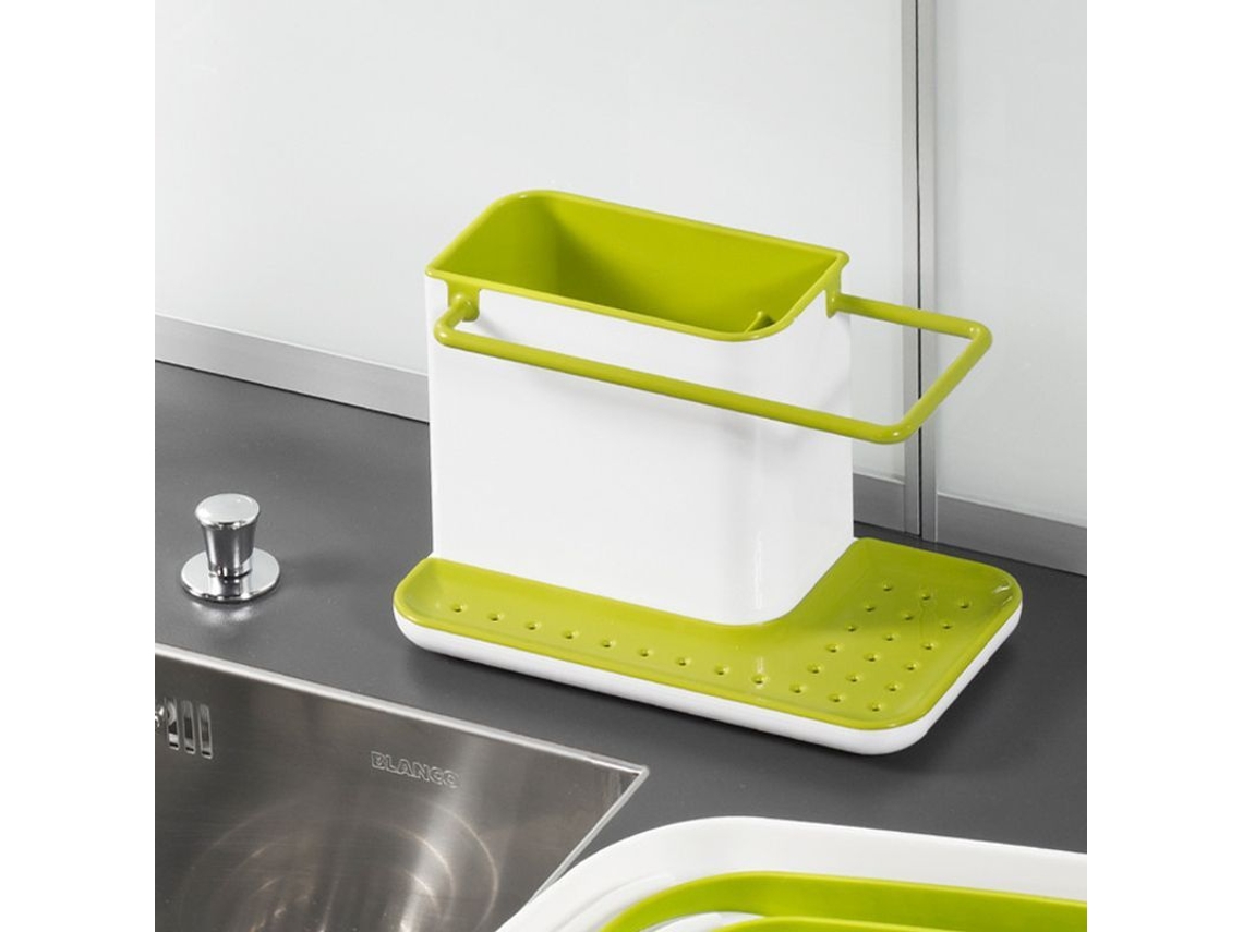 Escurridor de platos Rebe-English Kitchen con soporte para cubo, gancho para cepillo y cajón de agua extraíble.
