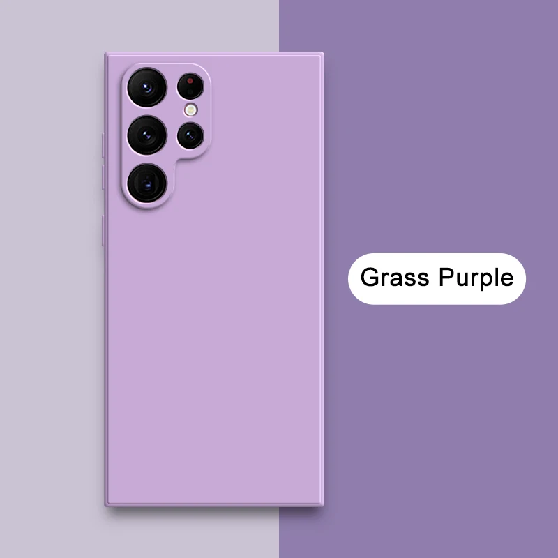 (samsung S23, Morado Claro) Funda Protectora De Silicona Líquida Para Samsung, Cubierta Trasera De Tela Suave