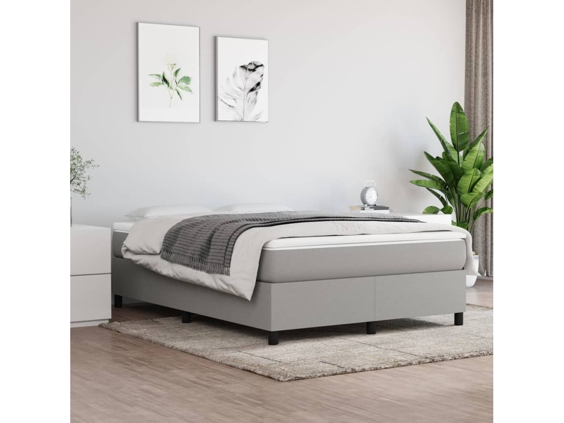 Cama Sin Colchón Tela Gris Claro 140x190 Cm