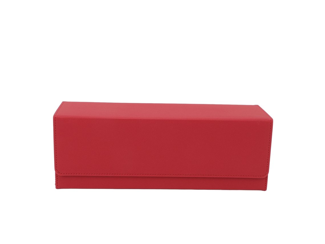 Caja para tarjetas, piel sintética, multiusos, sello magnético para la fecha, gran capacidad, guarda más de 400 tarjetas, roja, sin marca.