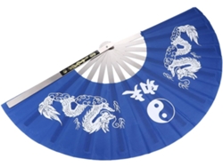 Leque Dobrável Ciieeo Em Aço Inoxidável E Poliéster Azul, Delicado Estilo Chinês Com Estampa Alongada.
