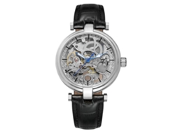 Reloj Automático Mecánico Hombre Exquisito Hueco Caja Plata Correa Negra Impermeable