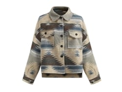 2026-6286-camisa Chaqueta Vintage Mujer Manga Larga Cuello Lapel Botones Suelta Estampado S Azul