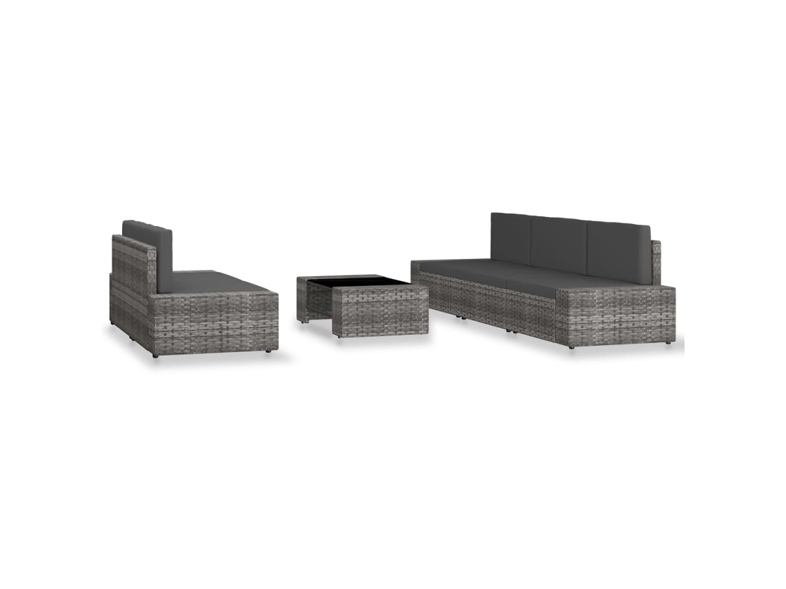 Maison Exclusive - Juego De Muebles De Jardín 6 Piezas Ratán Sintético Gris