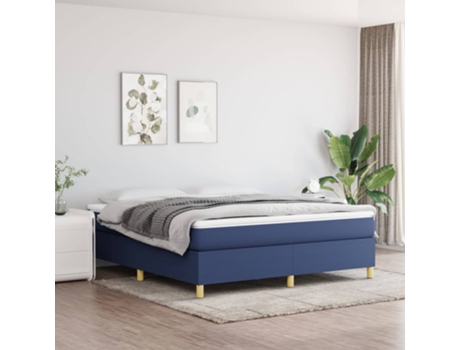 vidaXL Cama con somier y colchón 180x200 cm tela azul