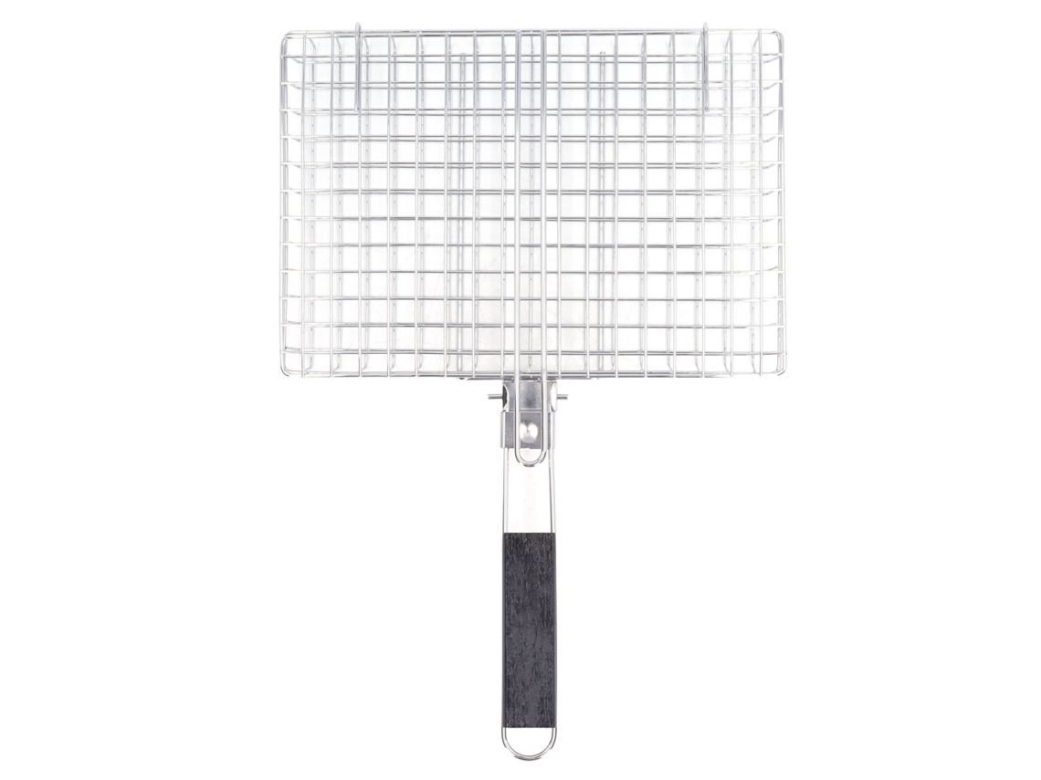 Cesta Plegable De Acero Inoxidable Para Barbacoa Con Mango De Madera Resistente Al Calor.