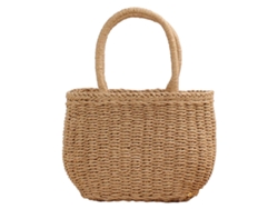 Cesta de picnic de mimbre con asa y doble tapa, 26 x 18 x 15 cm