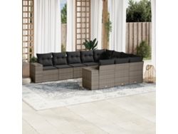 Conjunto de sofás de jardín de 10 piezas DKD Home Decor con cojines de mimbre gris