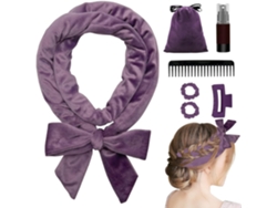 Juego de 7 rizadores de pelo Chaberlu antideslizantes y sin calor (morado)