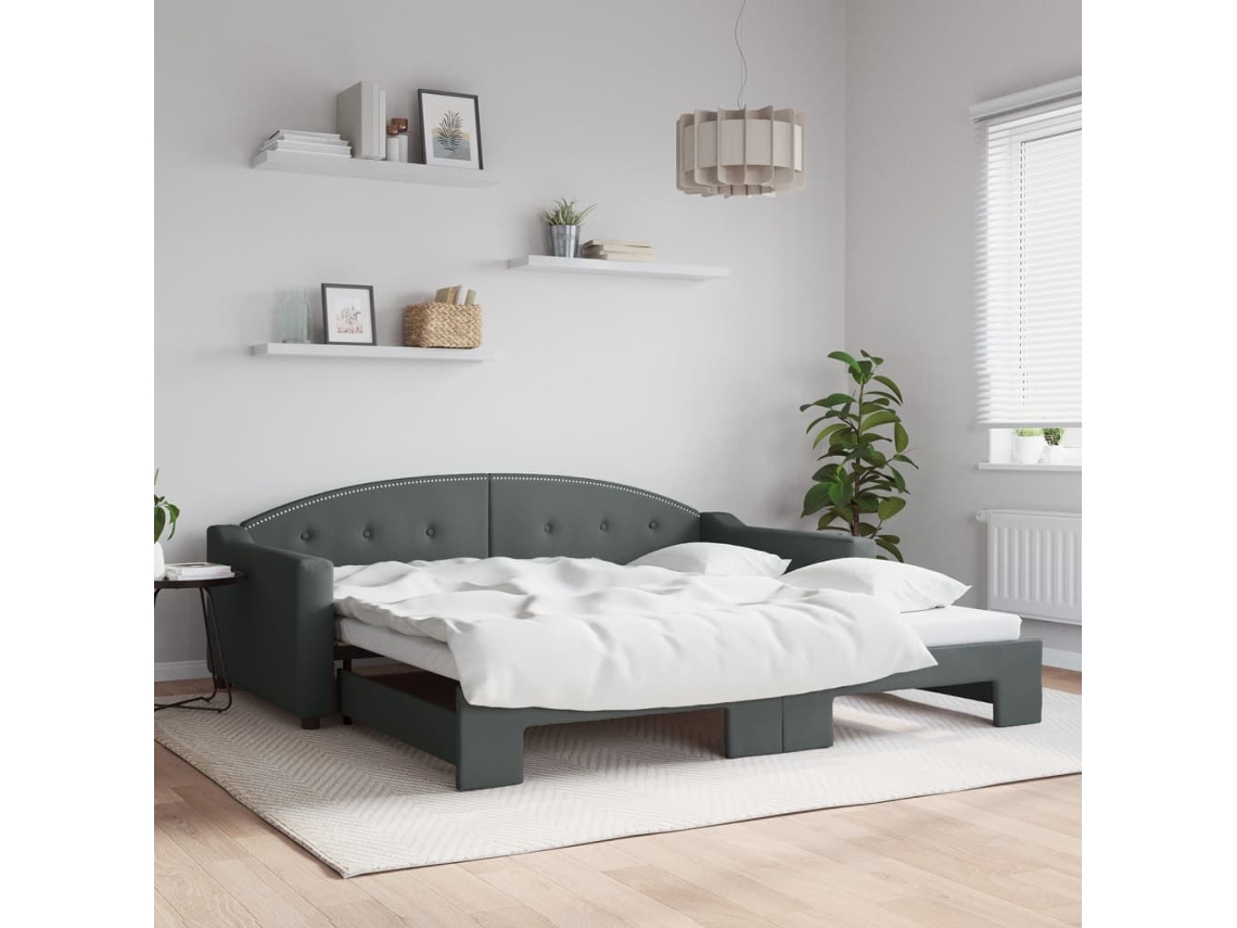 Sofá Cama Nido Tela Gris Oscuro 100x200 Cm