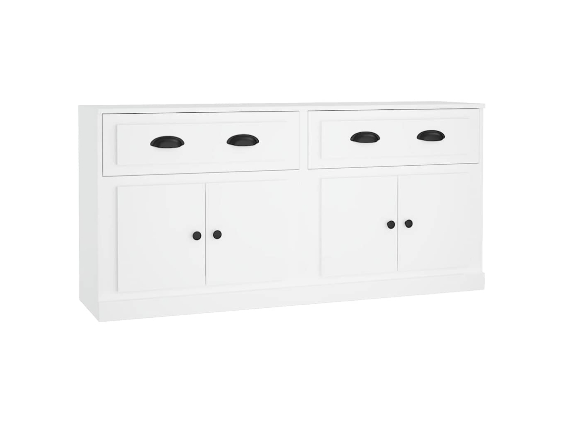 Aparador de 2 piezas, derivados de madera, blanco, EXCLUSIVO DE LA CASA