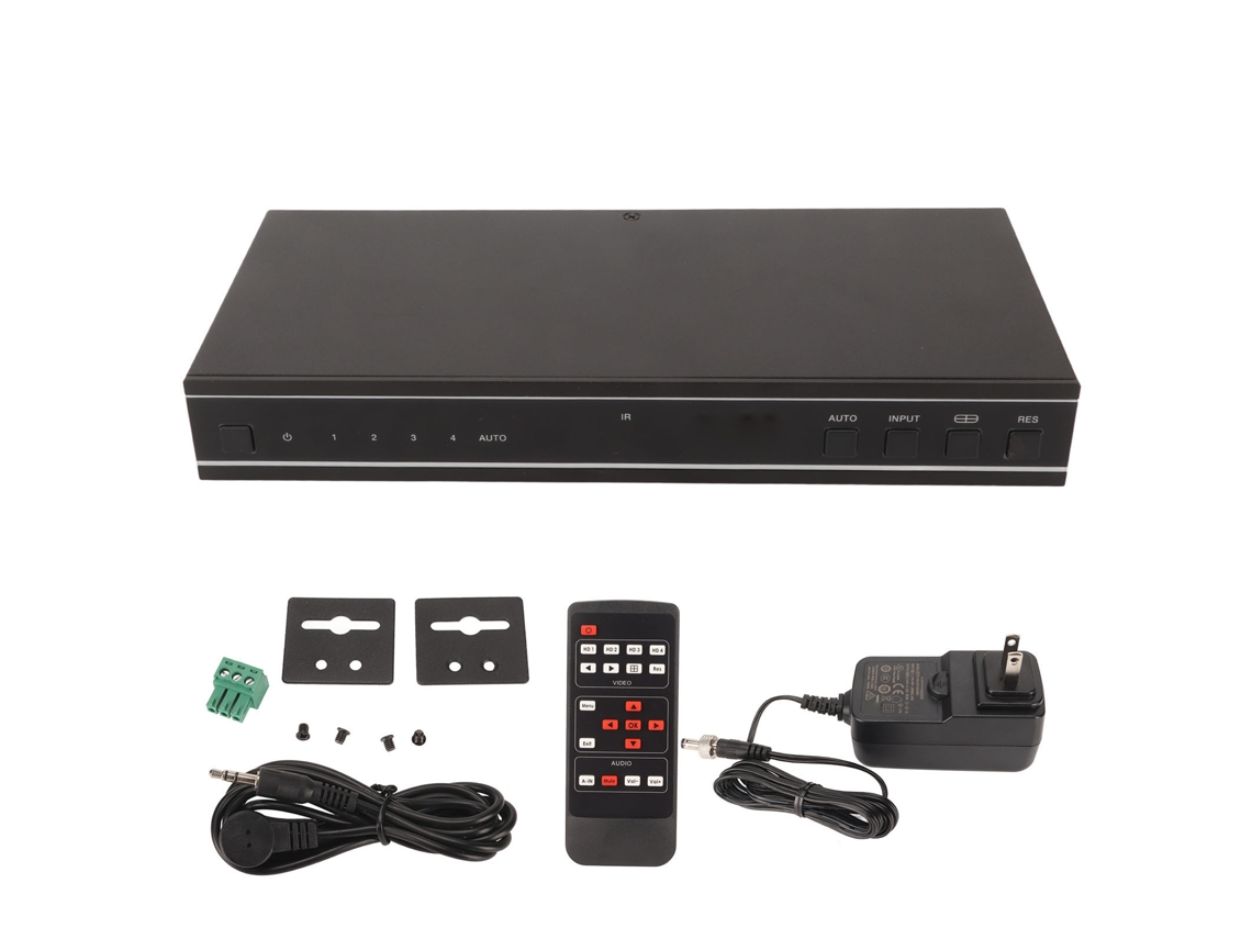 Conmutador HDMI 4 en 1 con transmisión 4K a 60 Hz y control remoto por infrarrojos