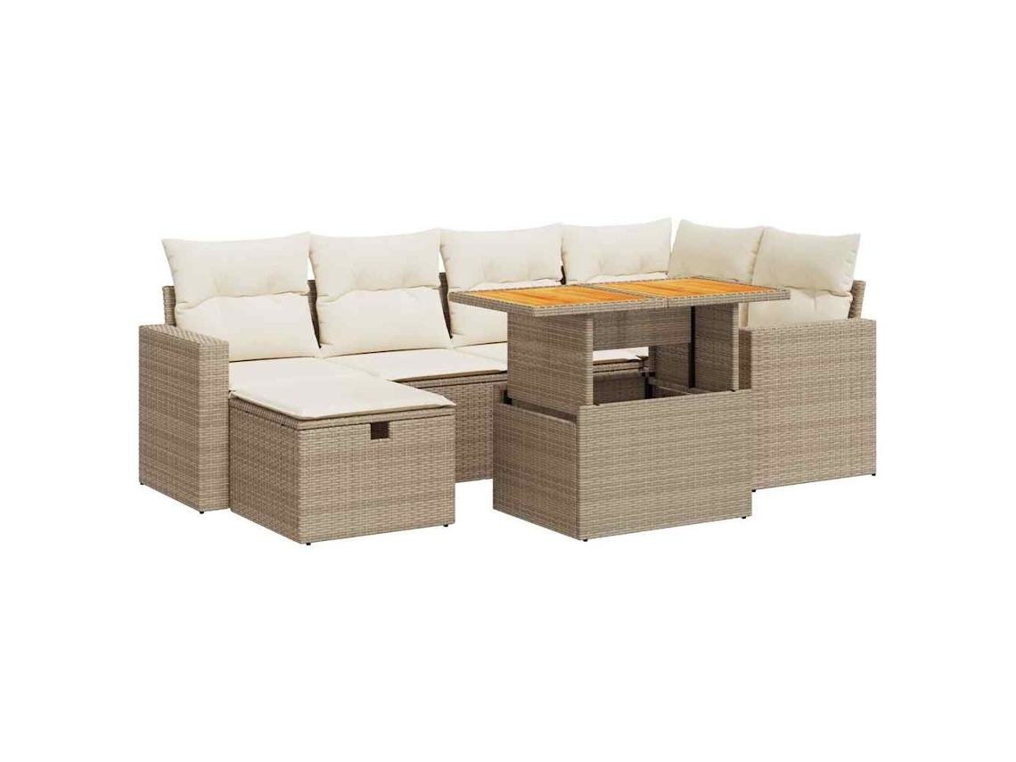 Conjunto 8 sofás jardín y cojines VIDAXL ratán sintético acacia beige