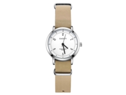 Reloj De Pulsera Para Hombre Analógico De Cuarzo Con Caja De Aleación Redonda Y Correa Pu Beige