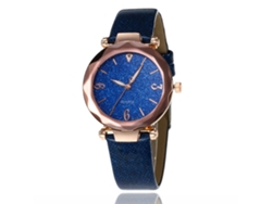 Reloj De Pulsera Para Mujer Con Correa De Pu, Movimiento De Cuarzo Analógico, Azul Real.